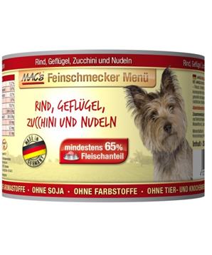 Konz. MACs Dog FAJNŠMEKR HOVĚZÍ, DRŮBEŽÍ, CUKETA a těstoviny