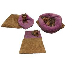 Marysa pelíšek 3v1 pro psy, DE LUXE, béžový/fialový, velikost XL