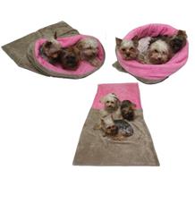 Marysa pelíšek 3v1 pro psy, béžový/světle růžový, velikost XXL