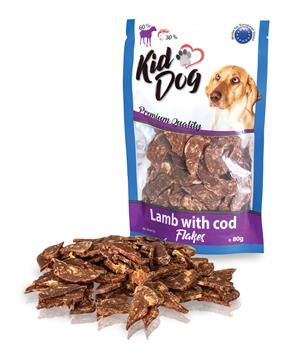 Levně KIDDOG jehněčí lupínky s mořskou treskou 80 g