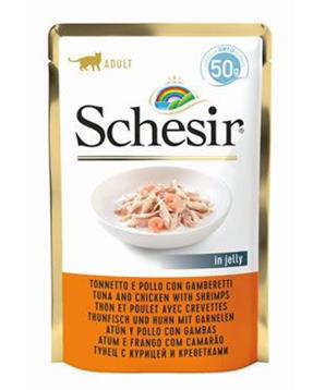 Levně Schesir Cat kapsa Adult tuňák/kuře/krevety 50G