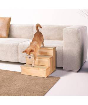 Levně Dřevěné schody pro malé psy a kočky max.50kg 40x38x45cm