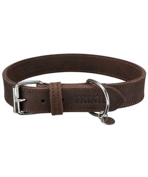 Levně Kožený obojek RUSTIC - tmavě-hnědá L:48-56cm/30mm