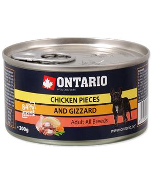Levně Konzerva ONTARIO Dog Chicken Pieces + Gizzard 6x200g