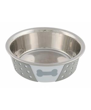 Levně Nerezová miska se silikonovým opláštěním 0,4l/14cm bílo/šedá
