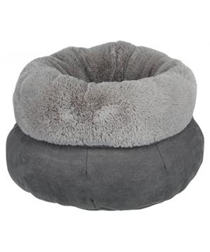 Kulatý pelíšek ELSIE s kožešinou 45 cm, šedý/světle šedý