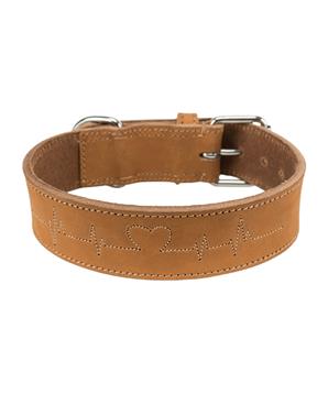 Levně Rustic kožený obojek Heartbeat - hnědá L:47-55cm/40mm