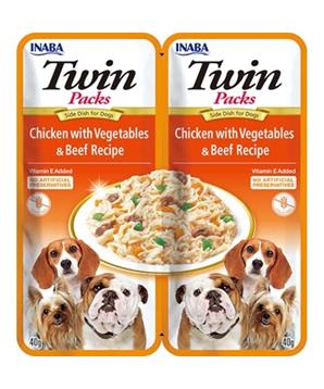 Levně Churu Dog Twin Packs Chick&Veg. & Beef in Broth 80g