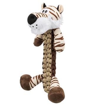 Tygr s opleteným tělem, robustní hračka se zvukem 