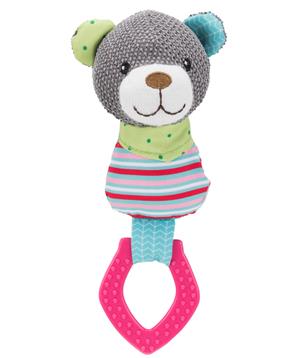 JUNIOR plyšový medvídek s plastovým kroužkem, zvukový, 