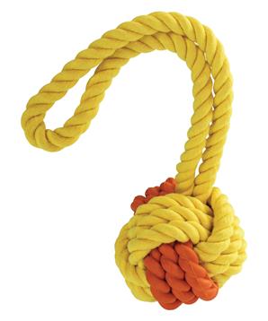 Levně Kombinovaný Monty míč přírodní guma a bavlna s poutkem HipHop ø 6,5 cm/ 24 cm, žluto/oranžová