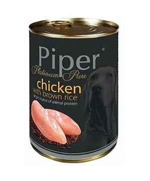 Levně PIPER PLATINUM PURE kuře s hnědou rýží, konzerva pro psy 400 g