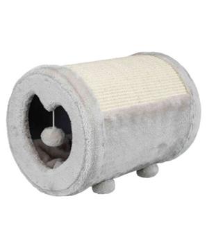 Škrábací válec,  ø 27 × 39 cm, plyš/sisal, šedá