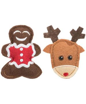 Levně Xmas figure set - sada 2 vánočních hraček sob a perníček, 8 cm, filc 1 sada