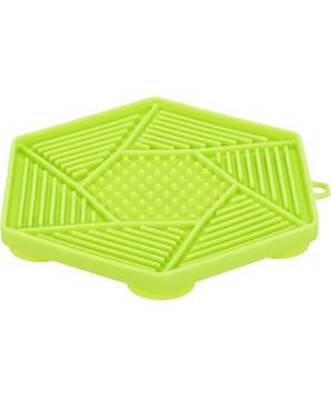 Levně Lick´n´Snack HEXAGON s přísavkami - podložka k pomalému krmení, 17 cm, TPR/plast, zelená 1 ks / 17 cm