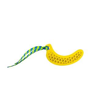 Levně Dentální hračka banán přírodní guma pro štěňata s látkovým střapcem HipHop 12cm
