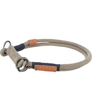 Levně BE NORDIC kulatý polostahovací kožený obojek, šedá L: 50 cm/10 mm