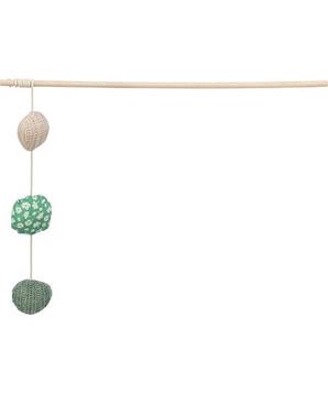 Levně Hrací prut se 3 míčky, catnip, dřevo/látka 40 cm