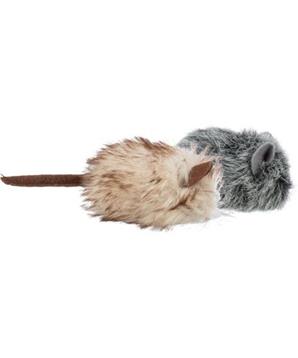 Myška chlupatá s catnipem, 9 cm, šedá/béžová