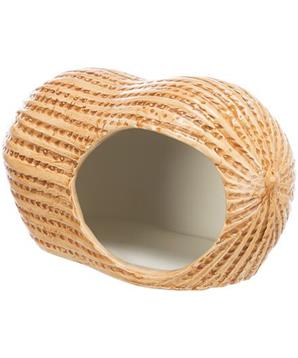 Levně Keramický domeček ARAŠÍD (křeček/myš), 17 x 8 x 8 cm, béžová 1 ks