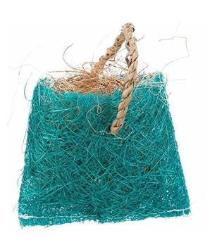 Levně Taštička s kokosovým vláknem - hračka pro hlodavce, sisal, 10 x 13 cm, modrá 1 ks