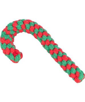 Levně Xmas CANDY CANE - vánoční uzlovaná hůlka bavlněné lano 1 ks