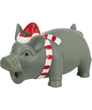 Levně Xmas PIG - vánoční latexové prasátko, 16 cm, výplň polyester, šedá 1 ks
