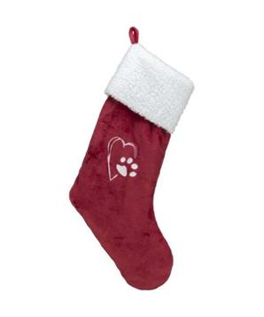Levně Xmas STOCKING - vánoční ponožka, 47 cm, plyš, červená/bílá 1 ks