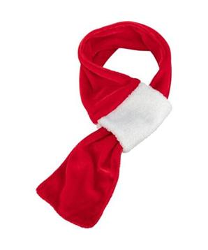 Xmas SCARF- vánoční sametová šála, červená/bílá