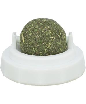 Levně Kulička Catnipu v samolepícím držáku, 5 cm, bílá/zelená 1 ks