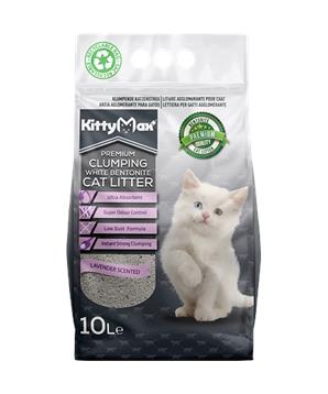 Levně KITTYMAX hrudkující, bezprašný bílý bentonit LAVENDER 10l