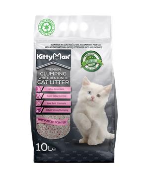 Levně KITTYMAX hrudkující, bezprašný bílý bentonit BABY POWDER 10l