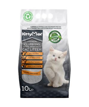 Levně KITTYMAX hrudkující, bezprašný bílý bentonit 10l