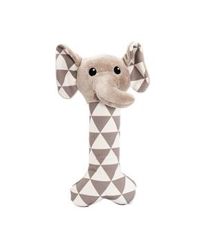 Levně Plátěná kost s hlavou slona, se zvukem, krémová/šedá, HipHop 24 cm