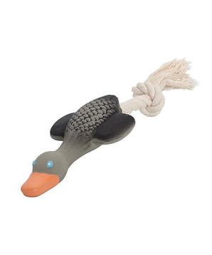 Levně Divoká husa MINI s bavlněným lanem, se zvukem, šedá,růžová, HipHop 22 cm