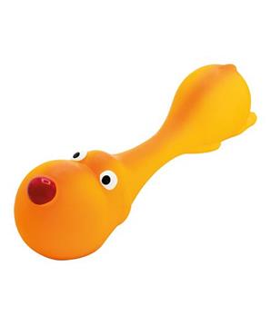 Levně Psík ležící - tvar činky, se zvukem, latex, oranžová, HipHop 22 cm