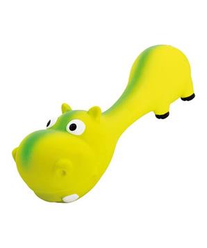 Levně Hrošík ležící - tvar činky, se zvukem, latex, zelená, HipHop 22 cm