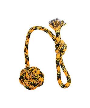 Levně Vrhací bavlněné lano s míčem HipHop ROPE neon oranžová, černá, žlutá ø 7cm / 48 cm