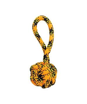 Přetahovadlo s uzlovaným míčem HipHop ROPE , neon oranžová, černá, žlutá