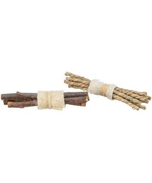 Set svazků tyček - přírodní hračka pro hlodavce 10 x 3 cm, lufa/dřeva/mořská tráva, 2 ks