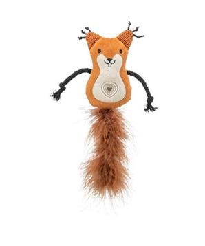 Levně Veverka s peříčkovým ocasem, catnip, 12cm/24 cm, plyš 1 ks