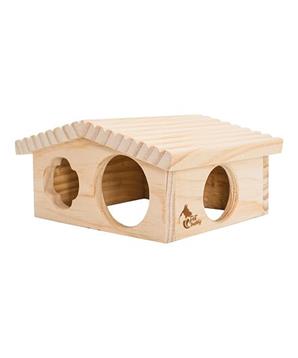 Levně PetBuddy roubenka malá, přírodní domek, 20 x 17 x 11 cm, borové dřevo 1 ks