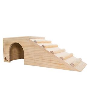 PetBuddy domeček s rampou přírodní, 42 x 15 x 14 cm, borové dřevo