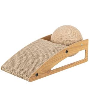 Levně Škrabací rampa s míčem, 40 × 17 × 20 cm, dřevo/karton/sisal 1 ks