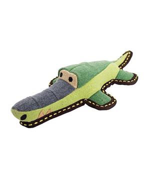 Levně Krokodýl jutový 30 cm, robustní aport pro psy, HIPHOP DOG, zelená/šedá 1 ks