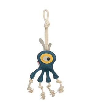 Monster - příšerka na laně, 47 cm, hračka pro psy, 100% pravá kůže/lano, petrolejová