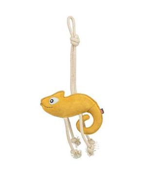 Levně Chamelion - chameleon na laně, 45 cm, hračka pro psy, 100% pravá kůže/lano, žlutá 1 ks