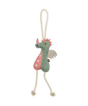 Dragon - dráček na laně, 55 cm, hračka pro psy, 100% pravá kůže/lano, zelená