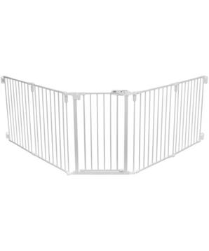 Levně Zábrana pro psy s dvířky, 5 dílů, 62.5-300 x 76.5 cm, lakovaný kov 1 ks
