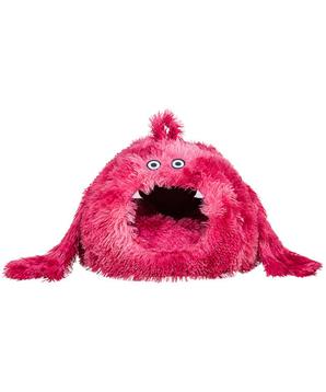 Kukaň MONSTER, 46 x 33 x 46 cm, dlouhovlasý plyš, růžově červená - LIMITOVANÁ NABÍDKA